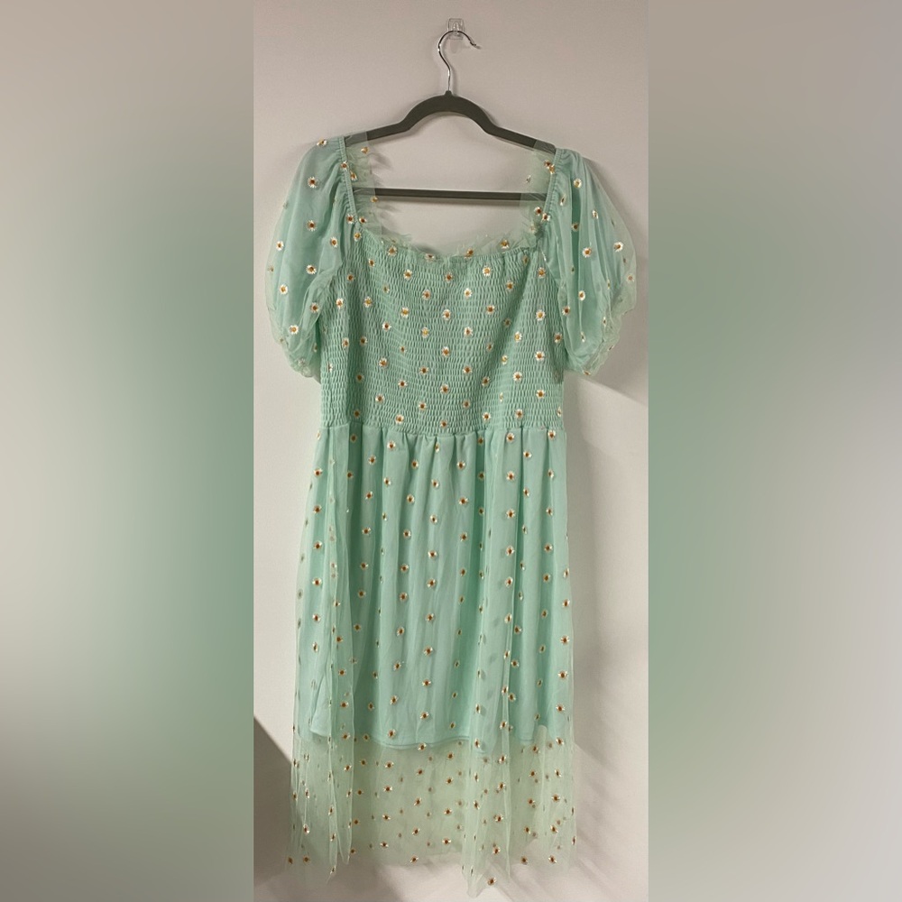 SHEIN Mint Green Daisy Dress